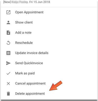 Delete an appointment